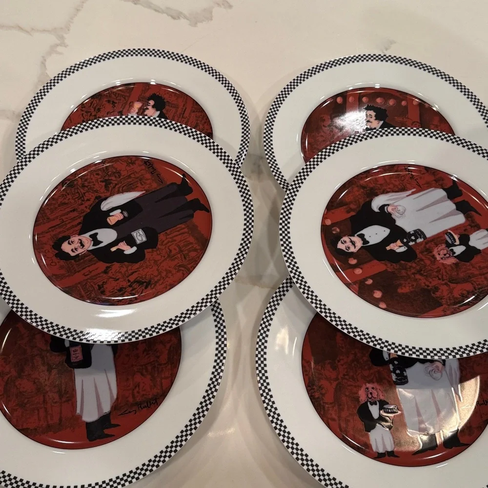 Guy Buffet Waiter Suite Porcelain Dinner Plates (6)